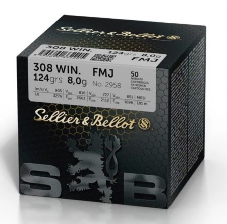 308Win Sellier & Bellot FMJ 124grs. (400stk à 12,87 pr stk)
